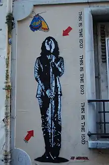 Stencil graffiti by Jef Aérosol in Paris