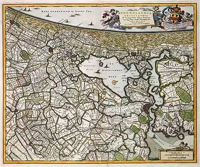 Map from 1681 showing "'t Gemeen Lants Huys Genaemt Swanenburg" at "Halfwegen".