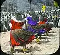 Hula Girls in Honolulu, hand-painted glass plate photograph