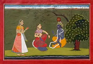 Bahsoli painting of Radha and Krishna in Discussion, c. 1730.