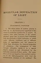 First page to Molecular Diffraction of Light (1922)