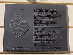 Plaque in Sárospatak commemorating Hungarians' help to 140,000 Polish soldiers and refugees in World War II