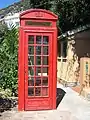 British-style red telephone box