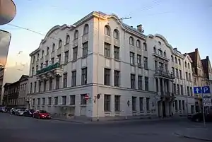 Building of former Jewish theatre and community house at Skolas iela 6, Riga. Now Museum Jews in Latvia. (Together with P. Mandelstamm 1913–1914).