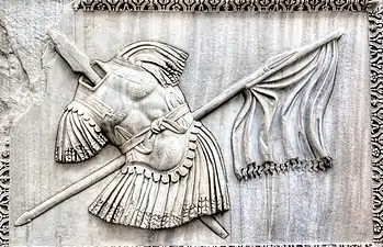 Roman Trophy displayed inside the Musei Capitolini courtyard