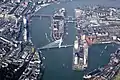 Rotterdam Erasmusbrug from above looking east