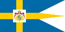 Royal standard of Sweden with the Greater coat of arms, used by the king and queen