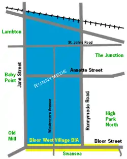 Runnymede Bloor West Village BIA neighbourhood map