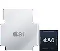 A size comparison of the S1 to the Apple A6 in the iPhone 5.