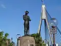 The Australian Anzac statue on the north-western side of the bridge.