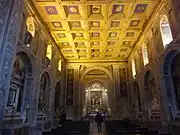 The nave, with Florentine lilies in the coffered ceiling