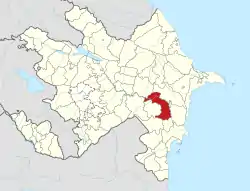 Map of Azerbaijan showing Sabirabad District