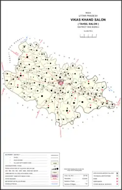 Map showing Garhi Islamnagar (#543) in Salon CD block