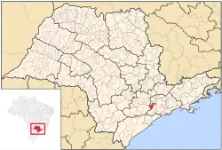 Location in the state of São Paulo and Brazil