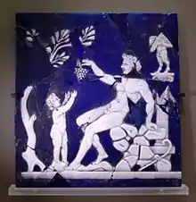 Satyr giving grapes to the infant Bacchus, first century