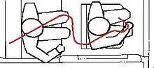 A curve showing the same bullet's trajectory in an alternative scenario where Kennedy sat directly behind Connally, according to conspiracy theorists.