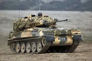 British FV107 Scimitar tracked reconnaissance vehicle in Salisbury Plain