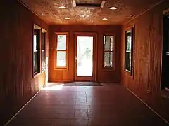 A "mudroom" at Camp Warren summer camp, Minnesota