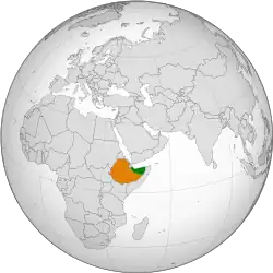 Map indicating locations of Somaliland and Ethiopia