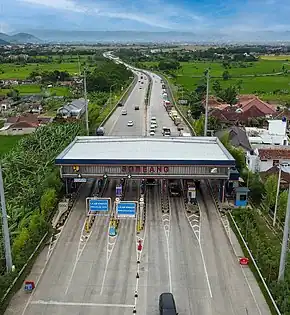 The entrance to the Soreang toll gate in the Soreang area of Bandung, West Java, Indonesia