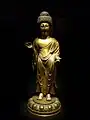 Standing Bhaisajyaguru, 9th century.  Gilt bronze, h. 29.2 cm.  National Museum of Korea.