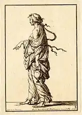 Standing Female Figure Carrying a Lamp. Etching. Florence, 1728.