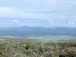 The town of Suswa seen from Mount Suswa