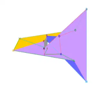 Interactive orthographic projection with each face a different colour. In the SVG image, move the mouse left and right to rotate the model.