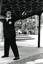 Takács shooting in Poland-Hungary-Yugoslavia competition in Bydgoszcz in 1961