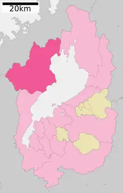 Location of Takashima in Shiga Prefecture