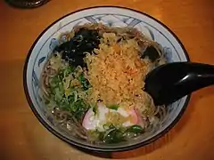 Tanuki soba in Cupertino, California, US (Tenkasu)