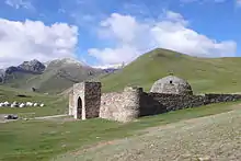 The ruins of a Silk Road caravanserai in Tash Rabat, Kyrgyzstan