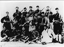 Tellos Agras (seated middle) with his band.