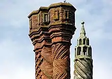 Brick sculpturing on the two chimneys