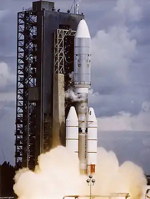 Titan III/Centaur launching Voyager 2 spacecraft, Jul 1977