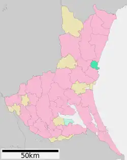 Location of Tōkai in Ibaraki Prefecture