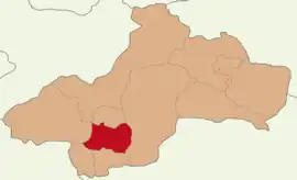 Map showing Artova District in Tokat Province