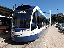 Almada tram in smiley livery