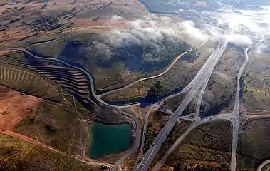 Aerial view of Tuggeranong Parkway in the Australian Capital Territory