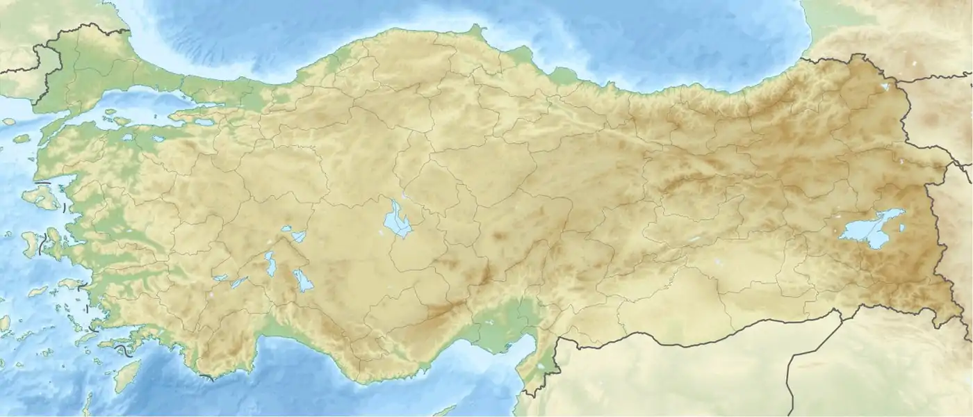 Map showing the location of Cehennemağzı Caves