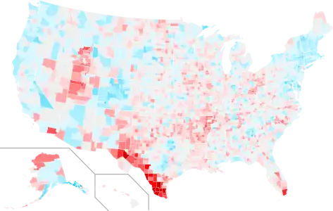 County swing from 2016 to 2020