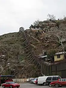 On the left: Nogales, Arizona; on the right, Nogales, Sonora