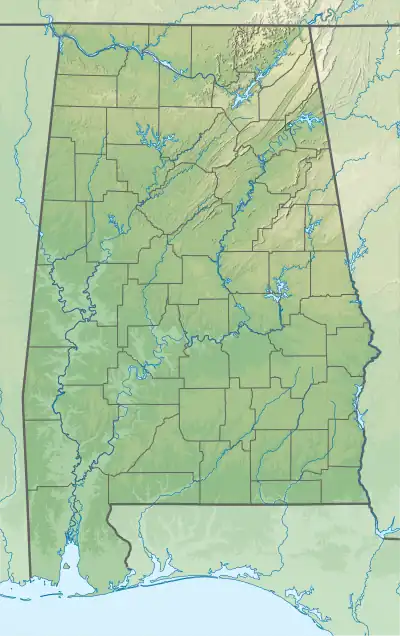 Map showing the location of Horseshoe Bend National Military Park