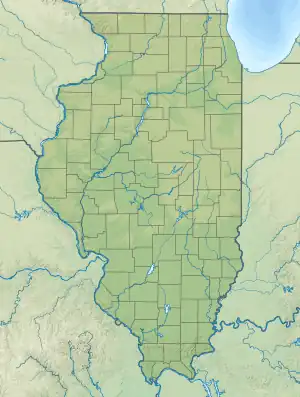 Location of Lake Lou Yaeger in Illinois, USA.