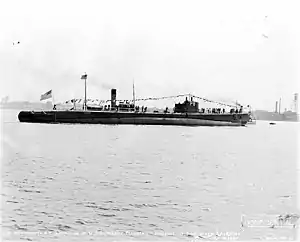 Plunger (SS-179) is waterborne at Portsmouth Navy Yard, Kittery, Maine. 8 July 1936.