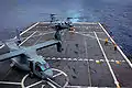 Helipads on the flight deck of USS San Antonio