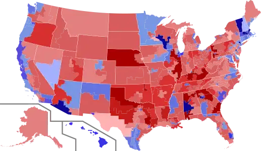 Results shaded according to winning candidate's share of vote