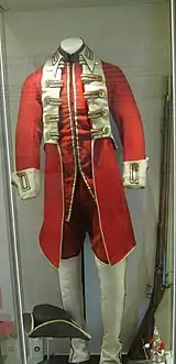 The 1758 uniform of the 65th Regiment of Foot with tricorne hat