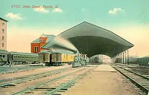 Postcard of Union Station in Peoria, Illinois, sometime between 1907-1915