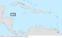 Map of the change to the United States in the Caribbean Sea on November 15, 1923